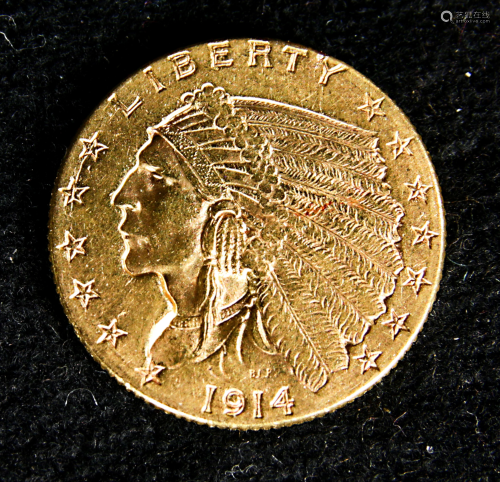 1914d Gold $2 1/2 Indian Head 