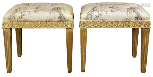 A pair of French Neoclassical style stools
