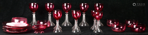 A group of Bohemian style stemware