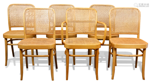A group of Josef Hoffmann style bentwood cafe chairs