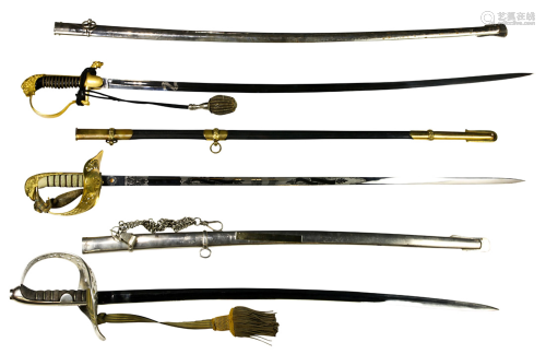 (lot of 4) British or Dutch Officer swords