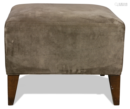 A Moderne brown upholstered ottoman