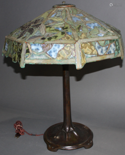 A Tiffany style leaded glass table lamp