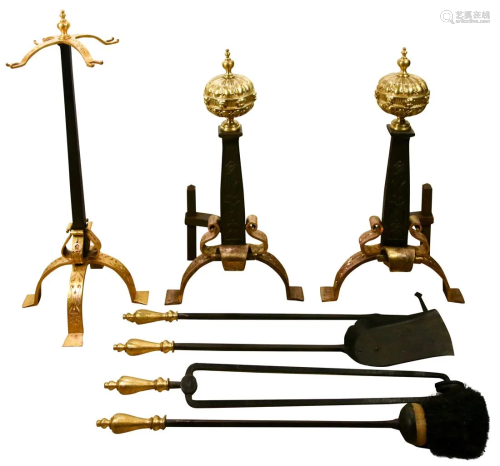 William H. Jackson andirons and fireplace tools