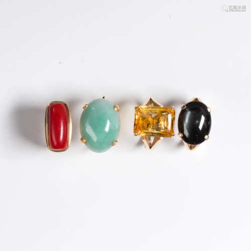 A group of gem-set gold rings