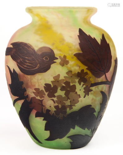 A French cameo glass vase executed by Muller Freres