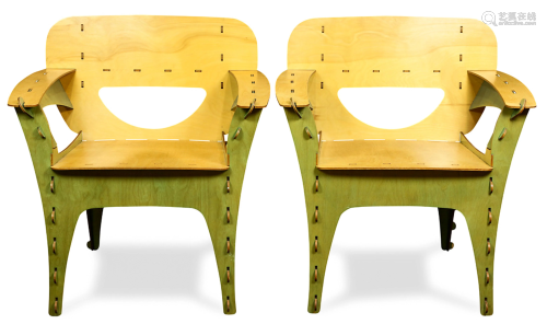 A pair of David Kawecki Puzzle chairs