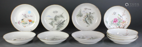 (Lot of 10) A Group of Qianjiang Enamelled Dishes