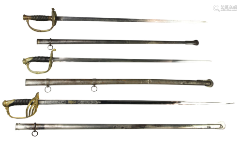 (lot of 3) French/Belgian officer swords