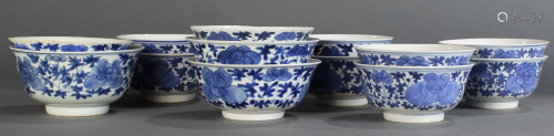(Lot of 13) A Group of Chinese Blue and White 'Floral'