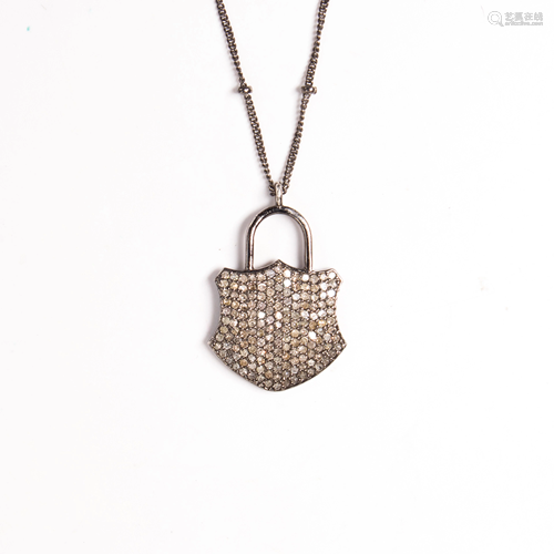 A diamond and blackened silver necklace