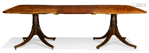 A Regency mahogany double pedestal dining table