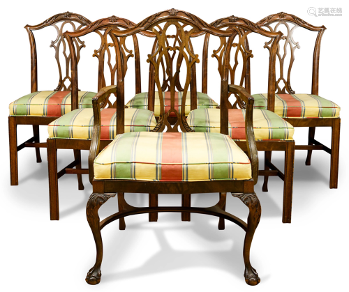 A group of Chippendale style dining chairs