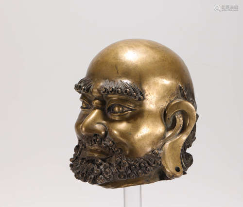Copper Texture Bodhidharma head Statue from Qing清代銅質達摩頭像
