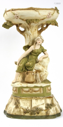 A Royal Dux porcelain figural compote