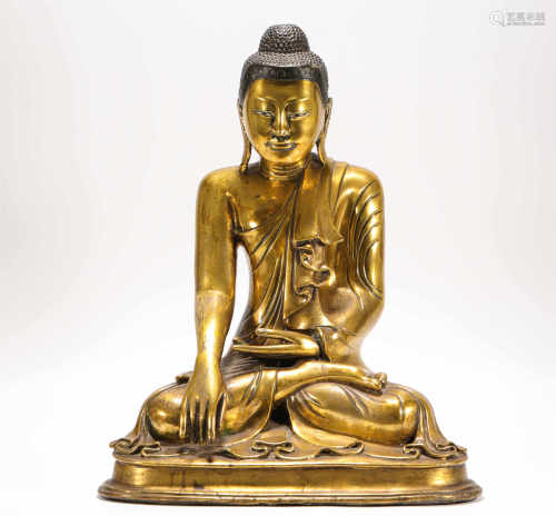 Copper and Gold Sakyamuni Statue from Qing清代銅鎏金釋迦摩尼佛祖