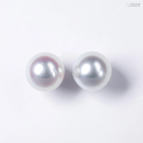 A pair of South Sea pearl and eighteen karat white gold