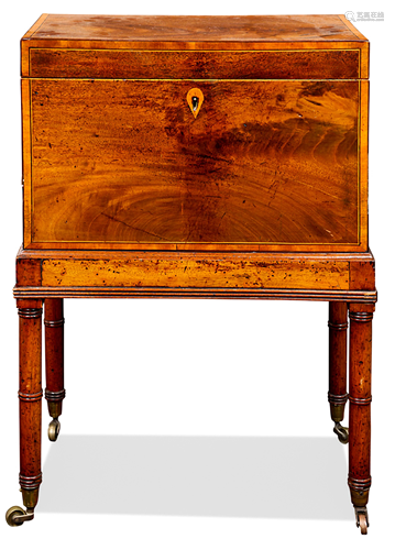 A Sheraton mahogany tea poy, circa 1750