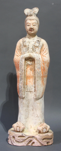 A Chinese Painted Terracotta Sculpture of a Civic
