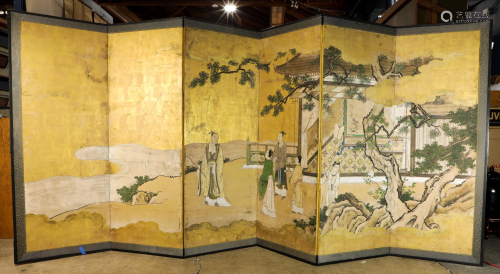 A Japanese six panel screen, Kano School, 18th/19th