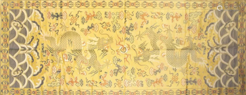 A Yellow-Ground Embroidered 'Dragon' Panel