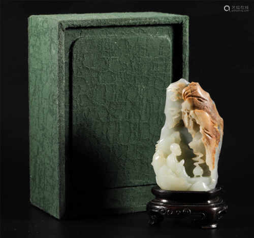 HeTian Jade Human Ornament from Qing清代和田玉人物山子擺件
