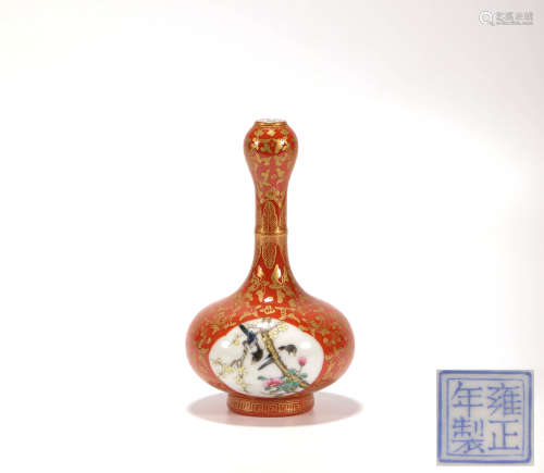 Pink Glazed Flower and Bird Vase from Qing清代粉彩花鳥瓶