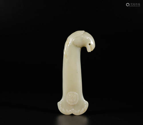 HeTian Jade Hilt with Horse Head from Qing清代和田玉馬首刀柄