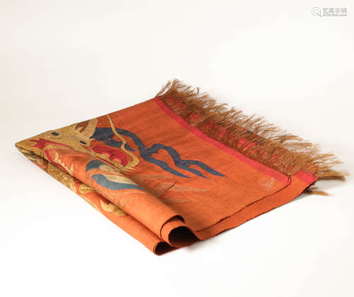 Tapestry in fine silks with Dragon Grain from Qing清代龙纹缂丝