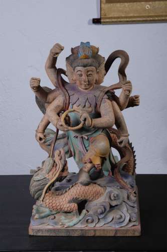 A Chinese Cinnamomum Camphora Figure Statue