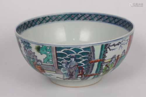 A Chinese Porcelain Doucai Blue&White Figure-Story Bowl