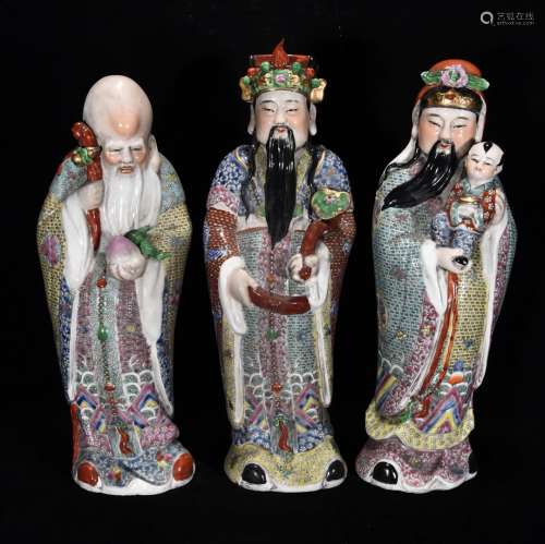 Set Of Chinese Porcelain Famille Rose Figure Statues