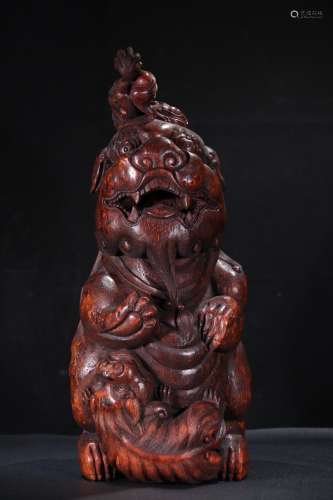 A Chinese Bamboo Beast Ornament