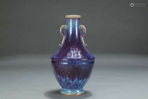 A Chinese Porcelain Transmutation Glaze Ear Vase
