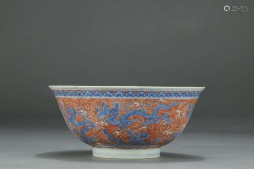 A Chinese Porcelain Blue&White Alum Red Dragon Bowl