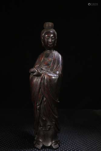 A Chinese Rosewood Guanyin Statue