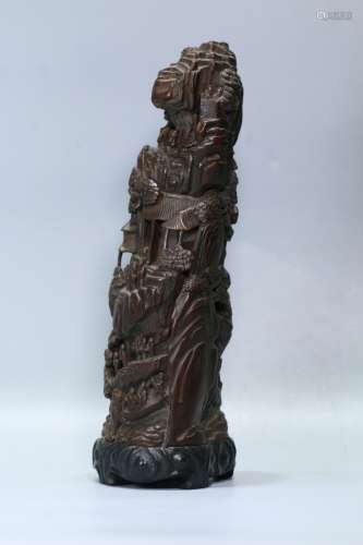A Chinese Agarwood Figure-Story Ornament