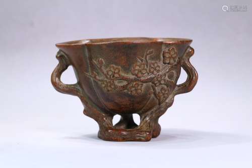 A Chinese Agarwood Plum Flower Vessel