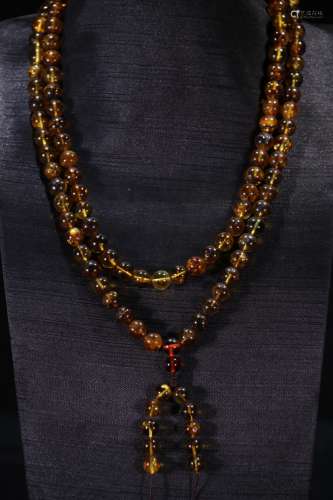 A Chinese Tibetan Amber Necklace