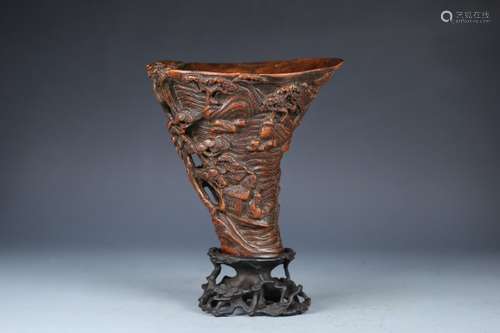 A Chinese Agarwood Figure-Story Vessel