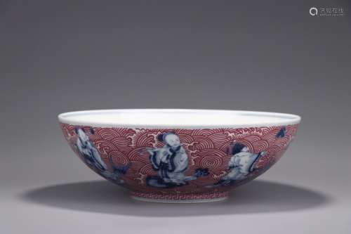 A Chinese Porcelain Blue&White Red Figure-Story Bowl
