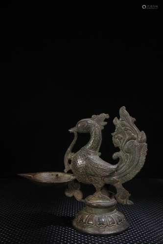 A Chinese Bronze Ware Phoenix Candle Holder