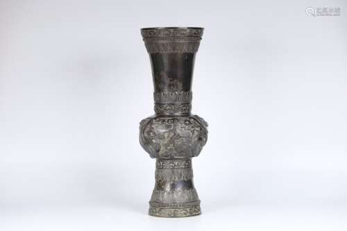 A Chinese Bronze Ware Phoenix&Dragon Vase