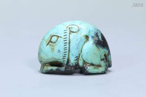 A Chinese Turquoise Stone Beast Ornament