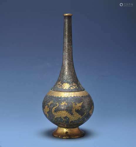 A Chinese Bronze Ware Embeded Gold&Silver Dragon Vase