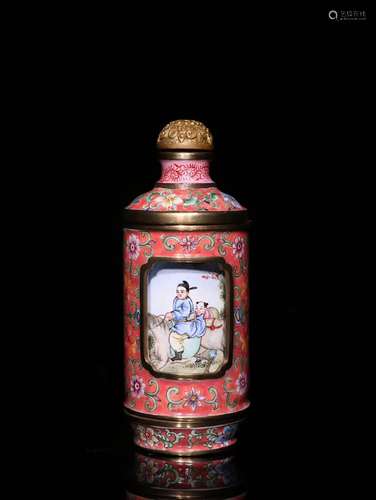 A Chinese Bronze Enameled Snuff Bottle