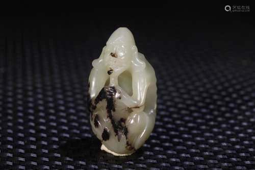 A Chinese Hetian Jade Arhat Ornament