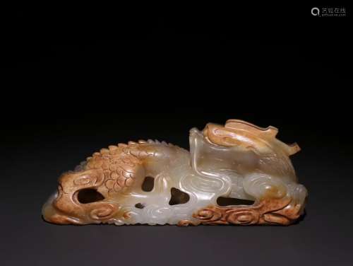 A Chinese Hetian Jade Dragon Ornament