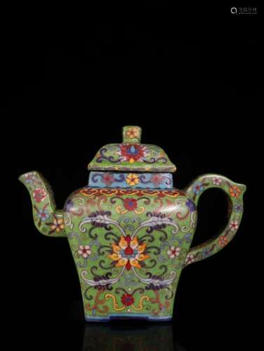 A Chinese Zisha Teapot Of Cloisonne