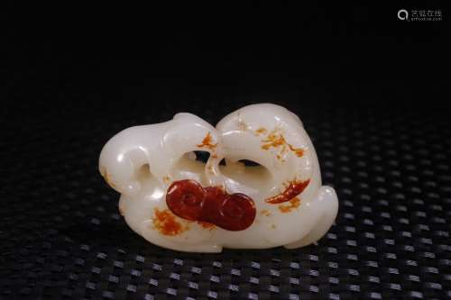 A Chinese Hetian Jade Goat Hand Piece